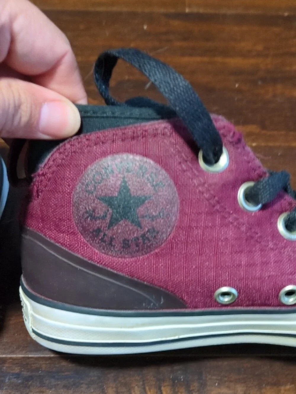 Kids Burgundy High-Top Converse Canvas Sneakers with Black Laces